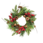 Jingle Berry Mixed Pine Candle Ring 6.5"