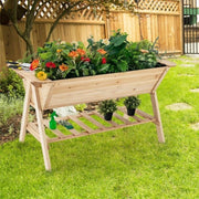 Farmhouse 2 Tier Large Outdoor Natural Wooden 5-ft Raised Garden Bed Planter Box