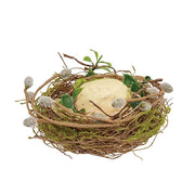 New Growth Mossy Bird Nest with Egg