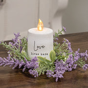Delicate Lilac Astilbe & Lace Candle Ring - 2"