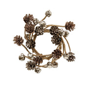 Icy Pinecone & Sleigh Bells Candle Ring - 2"