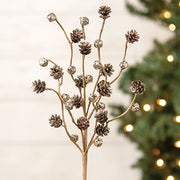 Icy Pinecone & Sleigh Bells Pick - 15"