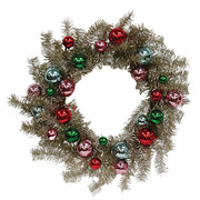 Platinum Tinsel & Bauble Wreath - 24"