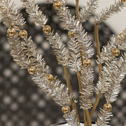 Platinum Bristle Pine & Golden Ball Spray - 35.5"