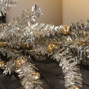 Platinum Bristle Pine & Golden Ball Garland - 5 Ft.