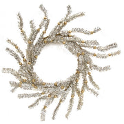 Platinum Bristle Pine & Golden Ball Candle Ring - 6.5"