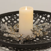 Platinum Bristle Pine & Golden Ball Candle Ring - 4.5"