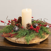 Joyful Mixed Pine & Pepperberry Candle Ring - 4.5"