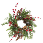 Joyful Mixed Pine & Pepperberry Candle Ring - 4.5"