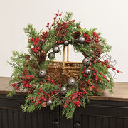 Joyful Mixed Pine & Pepperberry Wreath - 22"