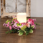 Blushing Butterfly Garden Candle Ring - 3"