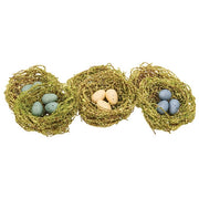 Mini Speckled Eggs in Mossy Nests (Set of 6)