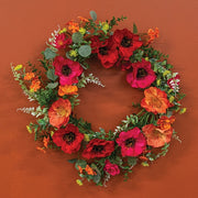 Sunset Poppy & Blooms Wreath - 24 In
