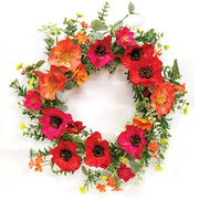 Sunset Poppy & Blooms Wreath - 24 In