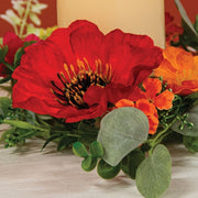 Sunset Poppy & Blooms Candle Ring - 3-1/2 In