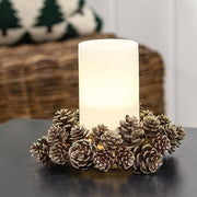 Champagne Frosted Pinecones Candle Ring - 3"