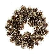 Champagne Frosted Pinecones Candle Ring - 3"