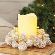Yuletide Frosted Pinecones Candle Ring - 3"