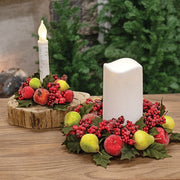 Sugar Glazed Winter Fruit & Holly Candle Ring - 4"