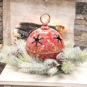 Snowy Bristle Pine & Boughs Candle Ring - 6.5"