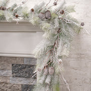 Snowy Bristle Pine & Boughs Garland - 6 Ft.