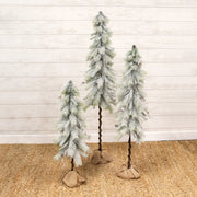 Snowy Bristle Pine & Boughs Tree with Burlap Base - 34"
