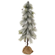 Snowy Bristle Pine & Boughs Tree with Burlap Base - 34"