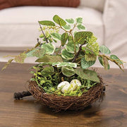 Mixed Ivy & Vine Bird Nest with Eggs on Branch