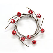 Snowy Red Jingle Bell Candle Ring - 2.5"