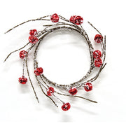 Snowy Red Jingle Bell Candle Ring - 3.5"