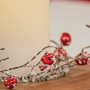 Snowy Red Jingle Bell Candle Ring - 3.5"