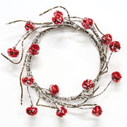 Snowy Red Jingle Bell Candle Ring - 3.5"