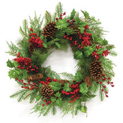 Merry Berry - Pine - & Holly Wreath - 28"