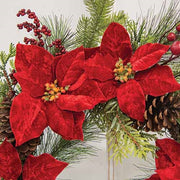 Winter Party Poinsettia & Pine Wreath - 24"