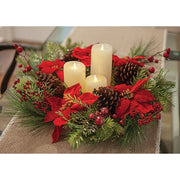 Winter Party Poinsettia & Pine Wreath - 24"