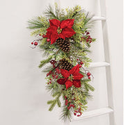 Winter Party Poinsettia & Pine Teardrop - 29"