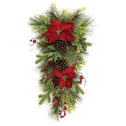 Winter Party Poinsettia & Pine Teardrop - 29"