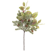 Snowy Fittonia - Pine & Berries Pick - 15"