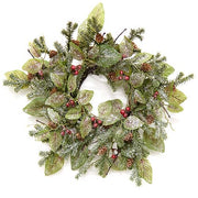 Snowy Fittonia - Pine & Berries Candle Ring - 4.5"