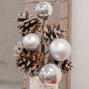Snow Sprinkled Pine & Baubles Pick - 12.5"