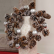 Snow Sprinkled Pine & Baubles Wreath - 12"