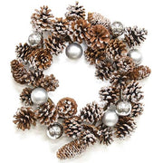 Snow Sprinkled Pine & Baubles Wreath - 12"