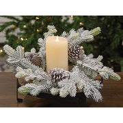 Flocked Woodland Pine Candle Ring - 4"