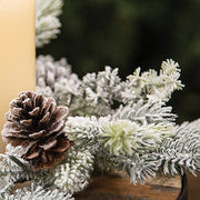 Flocked Woodland Pine Candle Ring - 4"