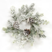 Flocked Woodland Pine Candle Ring - 4"