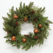 Rustic Cedar & Pine Bell Wreath - 24"