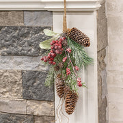 Glittered Hanging Pine & Berry Bough - 13"