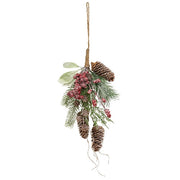 Glittered Hanging Pine & Berry Bough - 13"