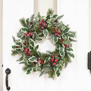 Icy Winterberry Holly & Pine Wreath - 24"