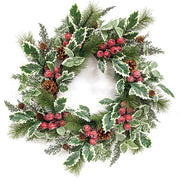 Icy Winterberry Holly & Pine Wreath - 24"